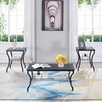 Ensemble de 3 tables basses rétro (marron / noir / gris anthracite / gris chêne) pour 1 pièce