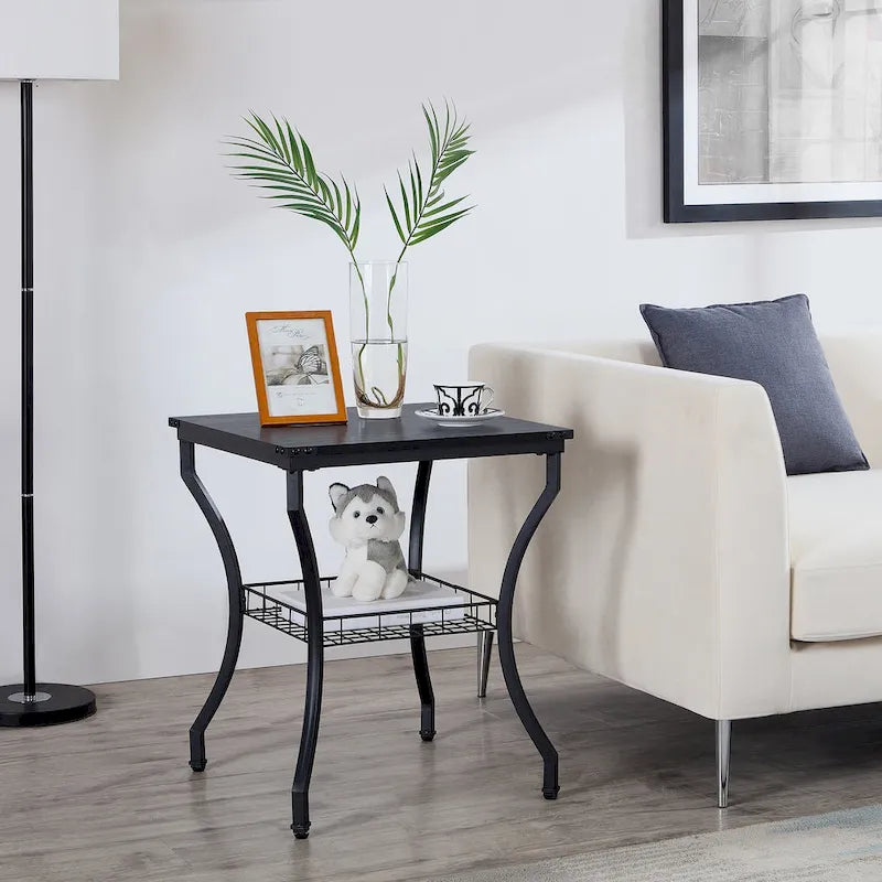 Ensemble de 3 tables basses rétro (marron / noir / gris anthracite / gris chêne) pour 1 pièce