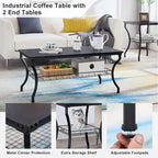 Ensemble de 3 tables basses rétro (marron / noir / gris anthracite / gris chêne) pour 1 pièce