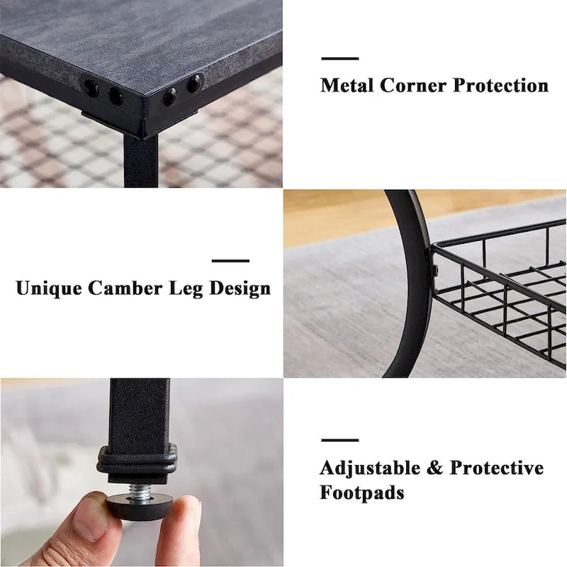 Ensemble de 3 tables basses rétro (marron / noir / gris anthracite / gris chêne) pour 1 pièce
