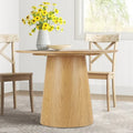 Table à manger ronde sur pied pour 4 personnes, chêne / noir