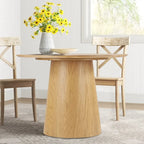 Table à manger ronde sur pied pour 4 personnes, chêne / noir