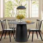 Table à manger ronde sur pied pour 4 personnes, chêne / noir