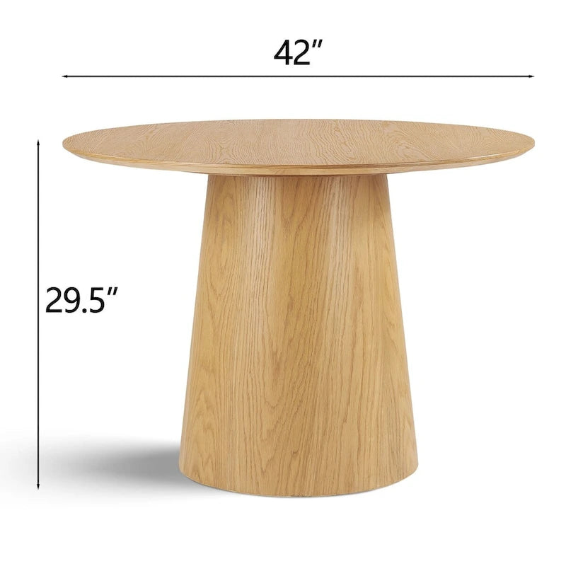 Table à manger ronde sur pied pour 4 personnes, chêne / noir