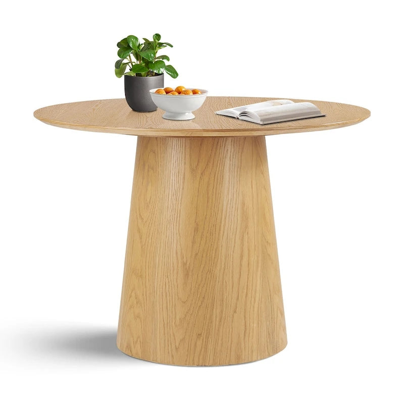 Table à manger ronde sur pied pour 4 personnes, chêne / noir