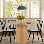 Table à manger ronde sur pied pour 4 personnes, chêne / noir