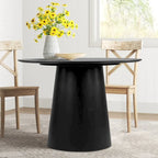 Table à manger ronde sur pied pour 4 personnes, chêne / noir