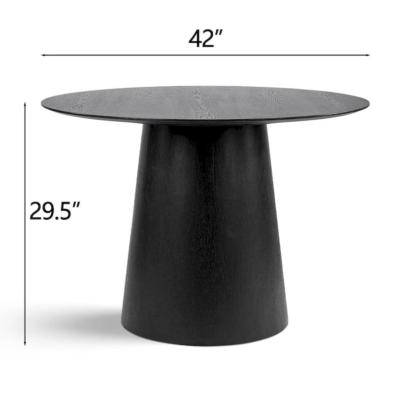 Table à manger ronde sur pied pour 4 personnes, chêne / noir