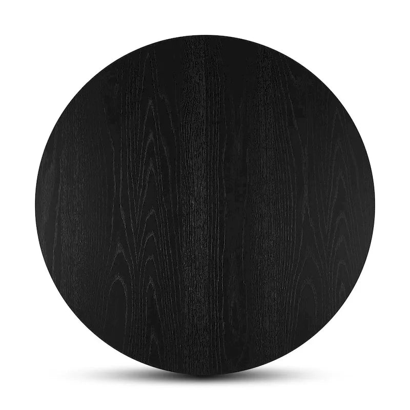 Table à manger ronde sur pied pour 4 personnes, chêne / noir