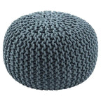 Pouf Rond en Grosse Maille – Bleu Orion / Jaune / Rouge / Vert / Gris / Aqua / Rose / Orange / Bleu Azur / Vert Forêt – 1 place assise