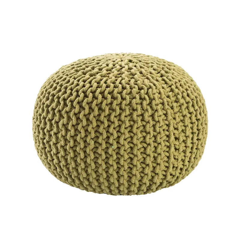 Pouf Rond en Grosse Maille – Bleu Orion / Jaune / Rouge / Vert / Gris / Aqua / Rose / Orange / Bleu Azur / Vert Forêt – 1 place assise