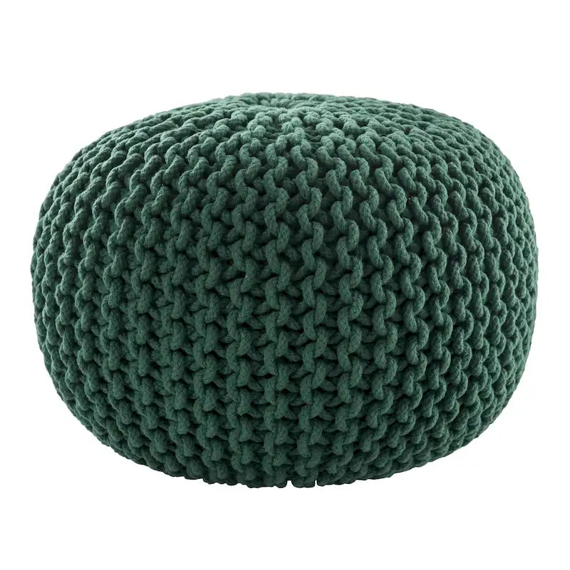 Pouf Rond en Grosse Maille – Bleu Orion / Jaune / Rouge / Vert / Gris / Aqua / Rose / Orange / Bleu Azur / Vert Forêt – 1 place assise