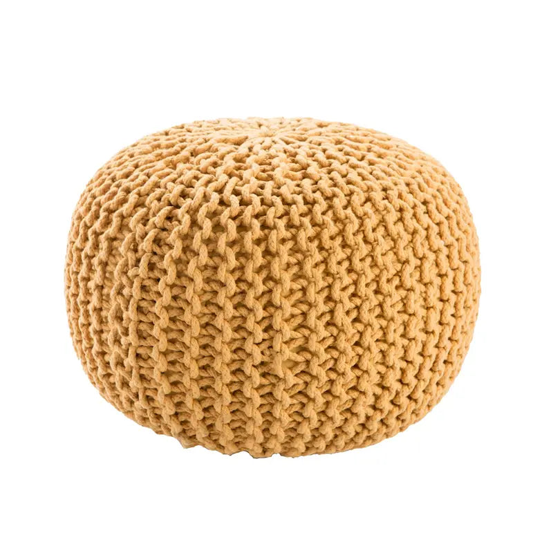 Pouf Rond en Grosse Maille – Bleu Orion / Jaune / Rouge / Vert / Gris / Aqua / Rose / Orange / Bleu Azur / Vert Forêt – 1 place assise
