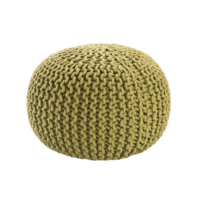 Pouf Rond en Grosse Maille – Bleu Orion / Jaune / Rouge / Vert / Gris / Aqua / Rose / Orange / Bleu Azur / Vert Forêt – 1 place assise