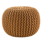 Pouf Rond en Grosse Maille – Bleu Orion / Jaune / Rouge / Vert / Gris / Aqua / Rose / Orange / Bleu Azur / Vert Forêt – 1 place assise