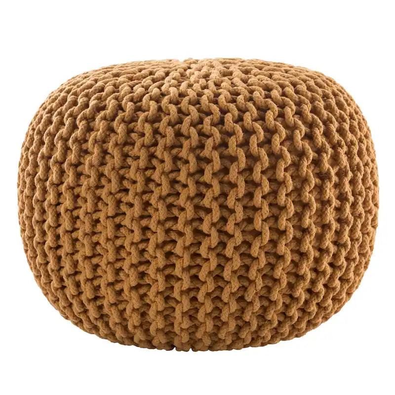 Pouf Rond en Grosse Maille – Bleu Orion / Jaune / Rouge / Vert / Gris / Aqua / Rose / Orange / Bleu Azur / Vert Forêt – 1 place assise