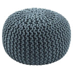 Pouf Rond en Grosse Maille – Bleu Orion / Jaune / Rouge / Vert / Gris / Aqua / Rose / Orange / Bleu Azur / Vert Forêt – 1 place assise