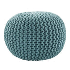 Pouf Rond en Grosse Maille – Bleu Orion / Jaune / Rouge / Vert / Gris / Aqua / Rose / Orange / Bleu Azur / Vert Forêt – 1 place assise