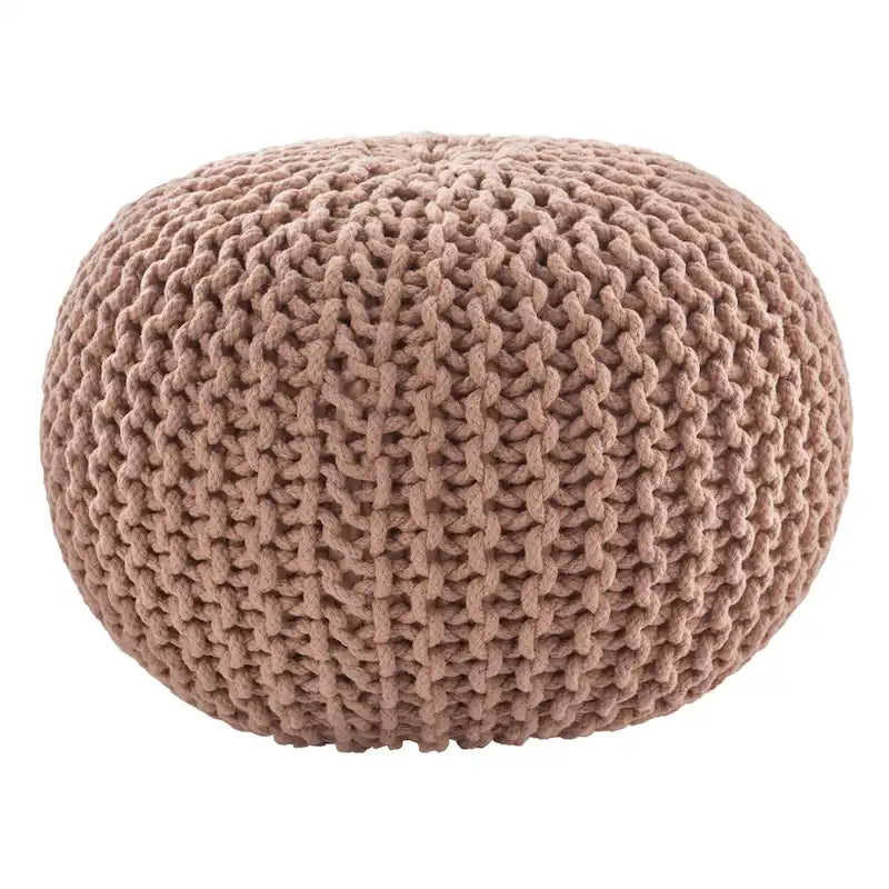 Pouf Rond en Grosse Maille – Bleu Orion / Jaune / Rouge / Vert / Gris / Aqua / Rose / Orange / Bleu Azur / Vert Forêt – 1 place assise
