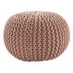 Pouf Rond en Grosse Maille – Bleu Orion / Jaune / Rouge / Vert / Gris / Aqua / Rose / Orange / Bleu Azur / Vert Forêt – 1 place assise