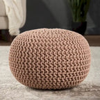 Pouf Rond en Grosse Maille – Bleu Orion / Jaune / Rouge / Vert / Gris / Aqua / Rose / Orange / Bleu Azur / Vert Forêt – 1 place assise