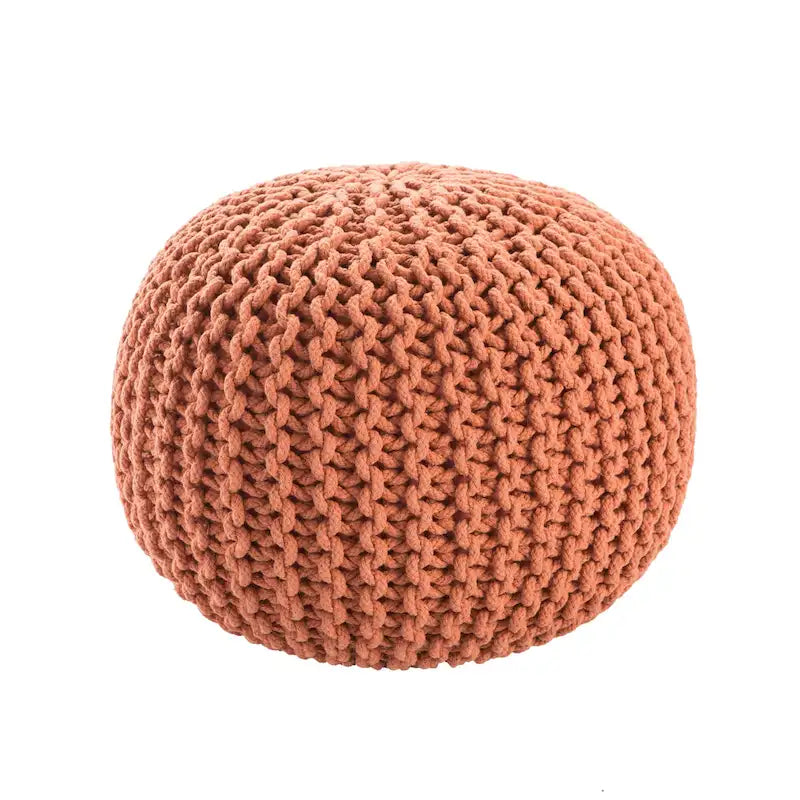 Pouf Rond en Grosse Maille – Bleu Orion / Jaune / Rouge / Vert / Gris / Aqua / Rose / Orange / Bleu Azur / Vert Forêt – 1 place assise