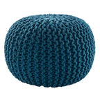 Pouf Rond en Grosse Maille – Bleu Orion / Jaune / Rouge / Vert / Gris / Aqua / Rose / Orange / Bleu Azur / Vert Forêt – 1 place assise