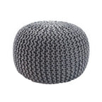 Pouf Rond en Grosse Maille – Bleu Orion / Jaune / Rouge / Vert / Gris / Aqua / Rose / Orange / Bleu Azur / Vert Forêt – 1 place assise