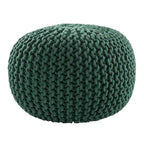 Pouf Rond en Grosse Maille – Bleu Orion / Jaune / Rouge / Vert / Gris / Aqua / Rose / Orange / Bleu Azur / Vert Forêt – 1 place assise
