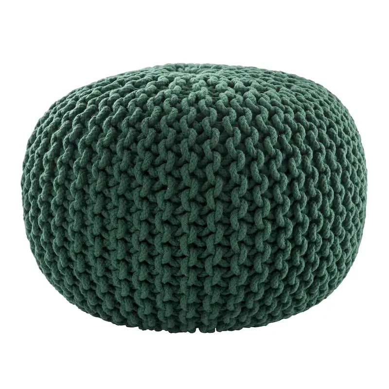 Pouf Rond en Grosse Maille – Bleu Orion / Jaune / Rouge / Vert / Gris / Aqua / Rose / Orange / Bleu Azur / Vert Forêt – 1 place assise
