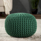 Pouf Rond en Grosse Maille – Bleu Orion / Jaune / Rouge / Vert / Gris / Aqua / Rose / Orange / Bleu Azur / Vert Forêt – 1 place assise