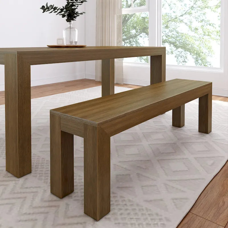 Banc de salle à manger en bois massif – Fini brossé, 3 places