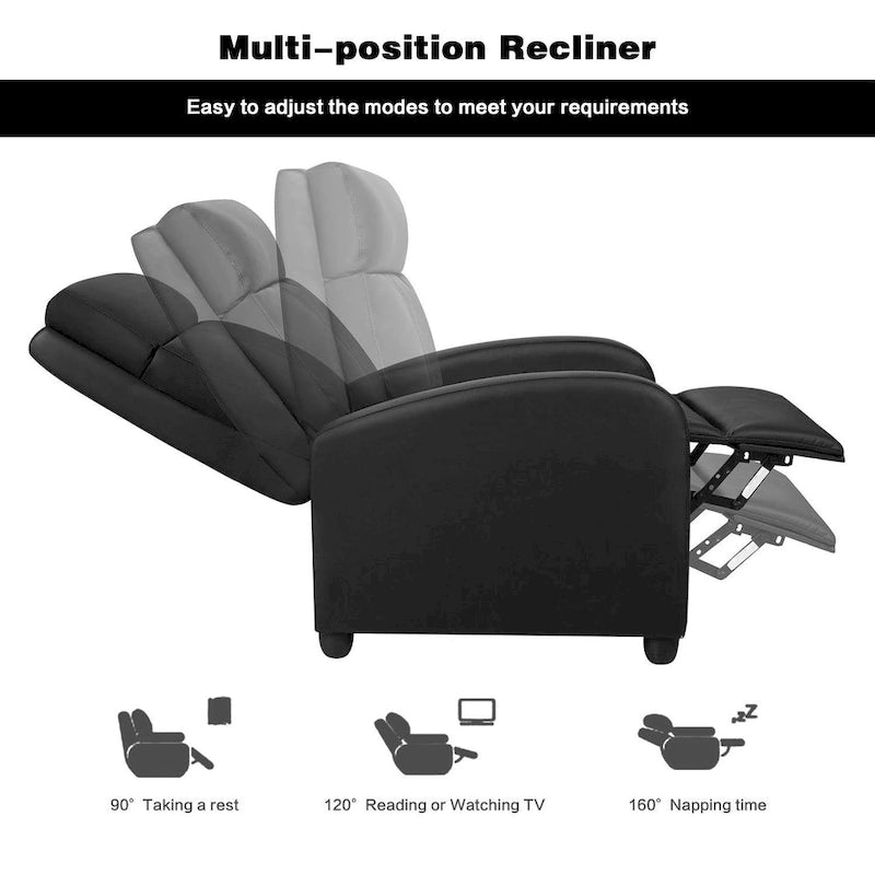 Fauteuil de massage inclinable marron/noir, une place, en similicuir