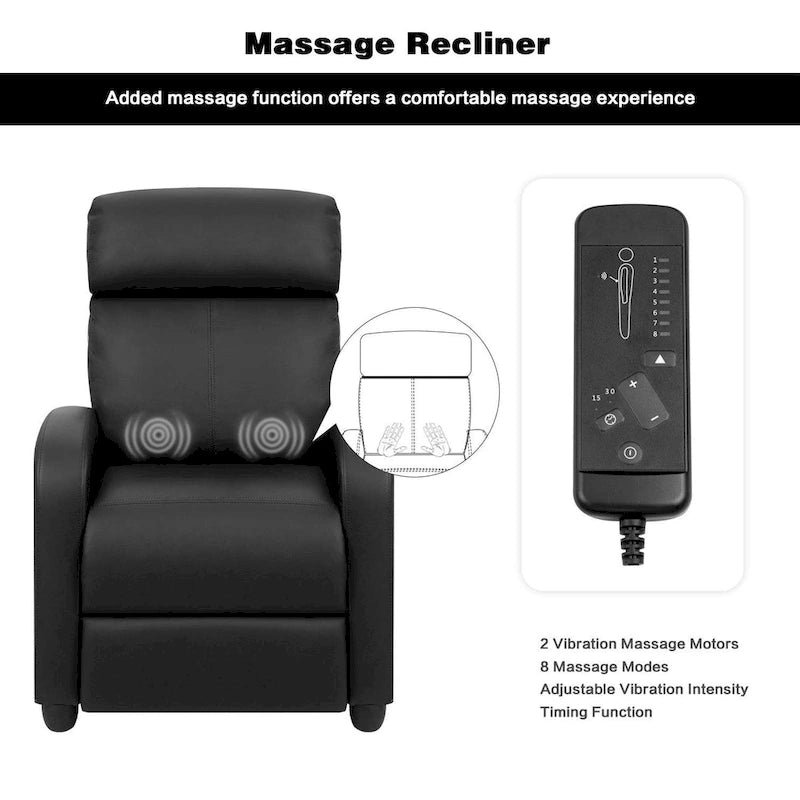 Fauteuil de massage inclinable marron/noir, une place, en similicuir