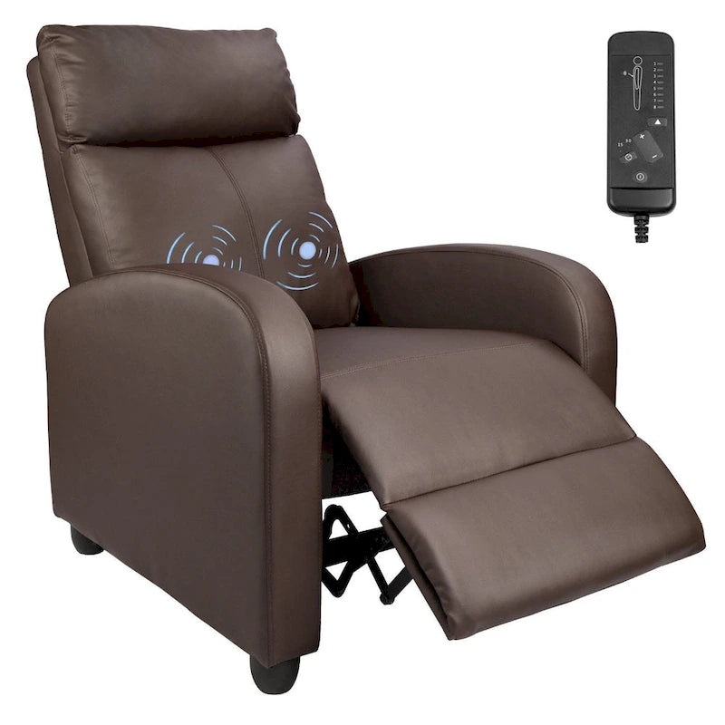 Fauteuil de massage inclinable marron/noir, une place, en similicuir