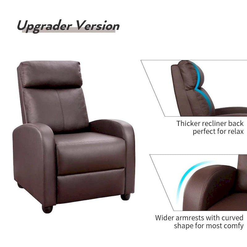 Fauteuil de massage inclinable marron/noir, une place, en similicuir
