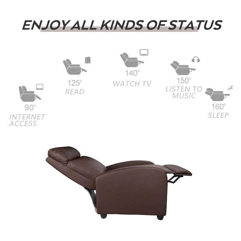Fauteuil de massage inclinable marron/noir, une place, en similicuir