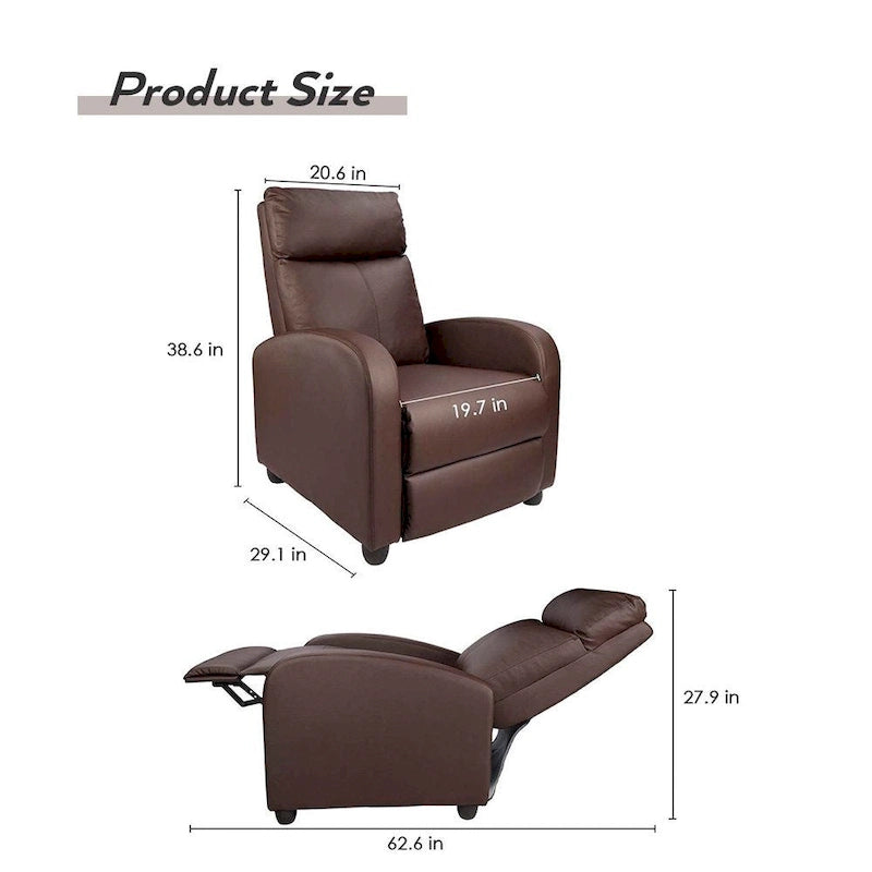Fauteuil de massage inclinable marron/noir, une place, en similicuir