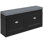 Banc de rangement pour chaussures blanc/gris/noir avec coussin et 2 tiroirs, 1 place