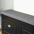 Banc de rangement pour chaussures blanc/gris/noir avec coussin et 2 tiroirs, 1 place