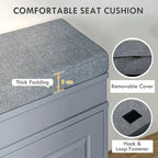 Banc de rangement pour chaussures blanc/gris/noir avec coussin et 2 tiroirs, 1 place