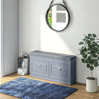 Banc de rangement pour chaussures blanc/gris/noir avec coussin et 2 tiroirs, 1 place