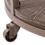 Table basse ronde en chêne brûlé, gris vieilli/blanchi à la chaux avec étagère, 1 à 2 places