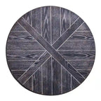 Table basse ronde en chêne brûlé, gris vieilli/blanchi à la chaux avec étagère, 1 à 2 places