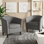 Fauteuil club en lin, lot de 2 – Kaki / Gris clair / Gris / Beige / Bleu