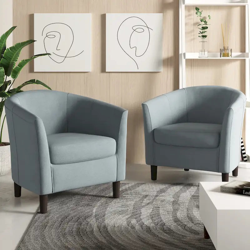 Fauteuil club en lin, lot de 2 – Kaki / Gris clair / Gris / Beige / Bleu