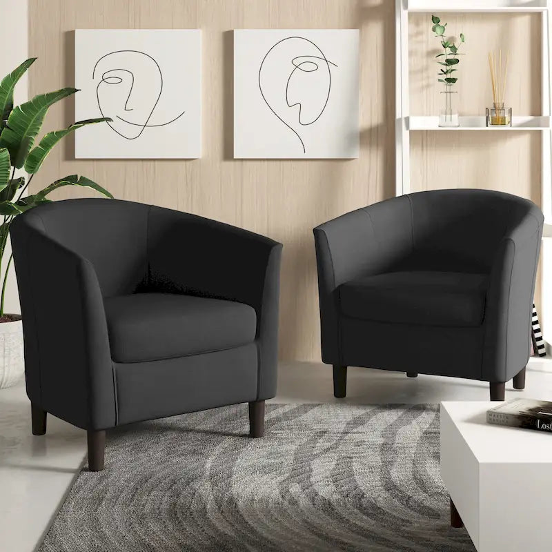 Fauteuil club en lin, lot de 2 – Kaki / Gris clair / Gris / Beige / Bleu