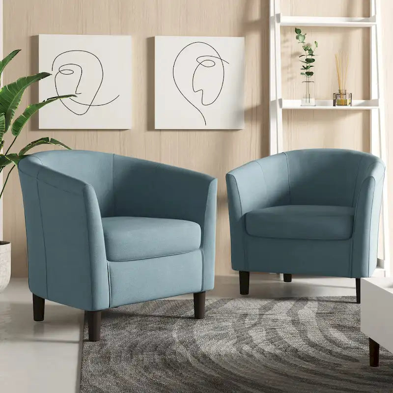 Fauteuil club en lin, lot de 2 – Kaki / Gris clair / Gris / Beige / Bleu