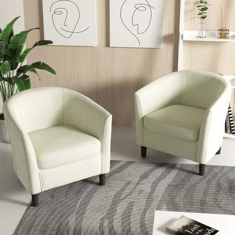 Fauteuil club en lin, lot de 2 – Kaki / Gris clair / Gris / Beige / Bleu