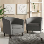 Fauteuil club en lin, lot de 2 – Kaki / Gris clair / Gris / Beige / Bleu